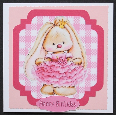 Cute bunny in pink ballerina dress with bows 7x7 by Marion Kimberley-Scott