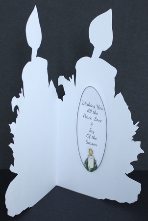 CANDLE-SHAPED CHRISTMAS CARD: With 2 Inserts/Toppers & 4 Sentiment Tags by Marion Kimberley-Scott