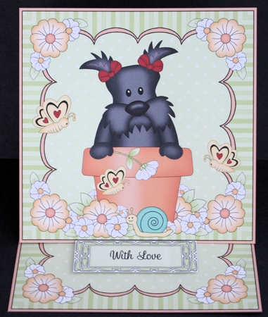 3D Easel Card Mini Kit - Flowerpot Friends - Little Scottie Dog by Marion Kimberley-Scott