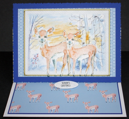 DEER CHRISTMAS CARD: A5 Topper With Decoupage, 5 Sentiment Tags and Commercial Use by Marion Kimberley-Scott