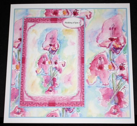 3 PINK GLADIOLI FLORAL INSERTS: 1 Blank, 2 With Verse by Marion Kimberley-Scott
