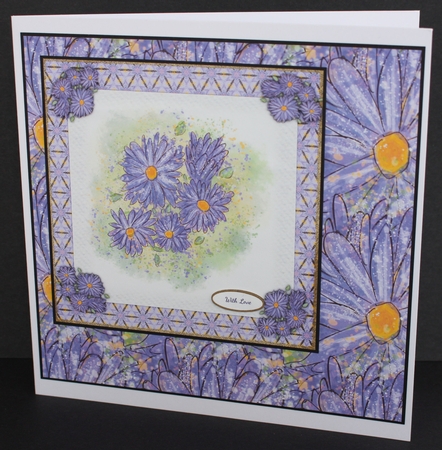 PURPLE ASTERS BACKGROUND:A4 Purple Floral Multi-Directional Backing Paper, With Commercial Use by Marion Kimberley-Scott
