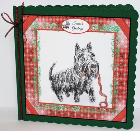 SCOTTIE DOG CHRISTMAS CARD: 7x7 Quick Card With Easy Decoupage, 6 Tags and Commercial Use by Marion Kimberley-Scott