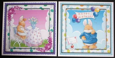 5, Card Fronts Hedgehogs and Rabbits  by Marion Kimberley-Scott