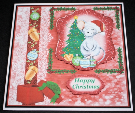 Mouse getting ready for Christmas card front by Marion Kimberley-Scott