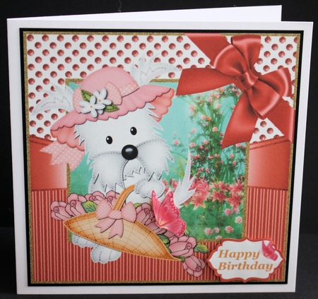 Floral terrier card front by Marion Kimberley-Scott