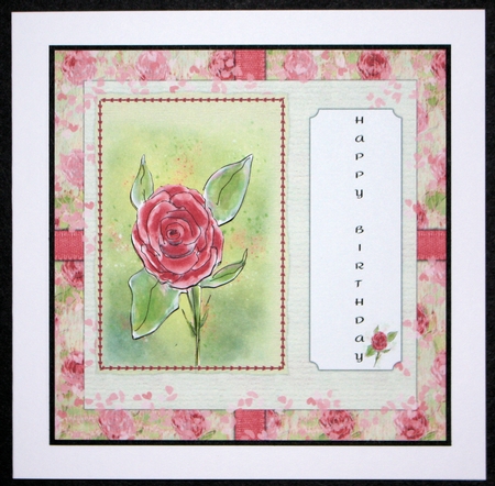 RED AND PINK ROSES: 7x7 Birthday/Other Occasion Card With Decoupage by Marion Kimberley-Scott