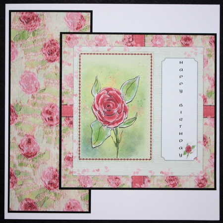 RED AND PINK ROSES: 7x7 Birthday/Other Occasion Card With Decoupage by Marion Kimberley-Scott