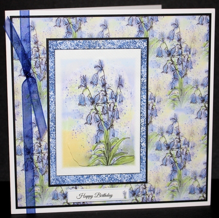 2 SPRING BLUEBELL INSERTS: 4x6, 1 Blank, 1 With Verse by Marion Kimberley-Scott