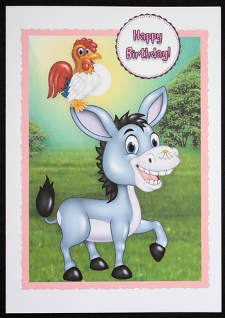 Donkey Daisy And Cockerel Wishes - Printable 5 x 7 Mini Card Kit With Decoupage, Insert & Tags by Marion Kimberley-Scott