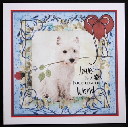 3 Blue Love is a four legged word card front/toppers 4 by Marion Kimberley-Scott