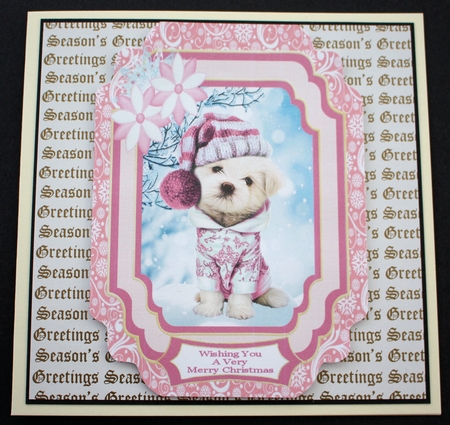 Sweet Little Doggy Christmas Wishes - Cut And Fold Card by Marion Kimberley-Scott