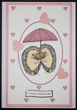 2 PINK HEART PATTERNED INSERTS: 1 Blank, 1 With Short Verse/Sentiment by Marion Kimberley-Scott