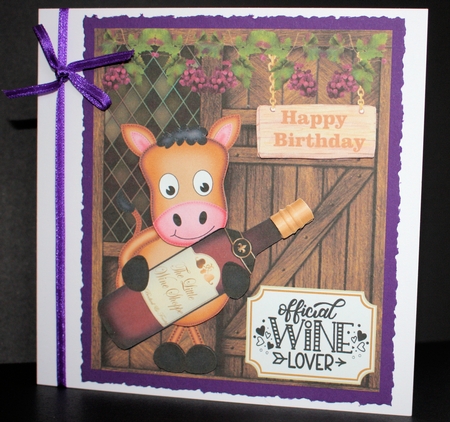 Birthday wine card front by Marion Kimberley-Scott