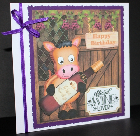 Birthday wine card front by Marion Kimberley-Scott