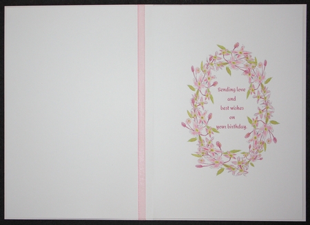 CLEMATIS CARD FRONT: 5x7 Pink Floral Birthday Card With 4 Layers of Decoupage by Marion Kimberley-Scott