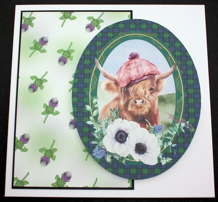 2 Oval tartan floral animal toppers 2 by Marion Kimberley-Scott
