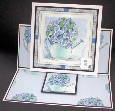 4 FLORAL WATERING CAN INSERTS: 1 Blank, 3 with Verse/Sentiments , Plus Bonus Verse and Cut and Fold Gift Tag/Mini Topper by Marion Kimberley-Scott