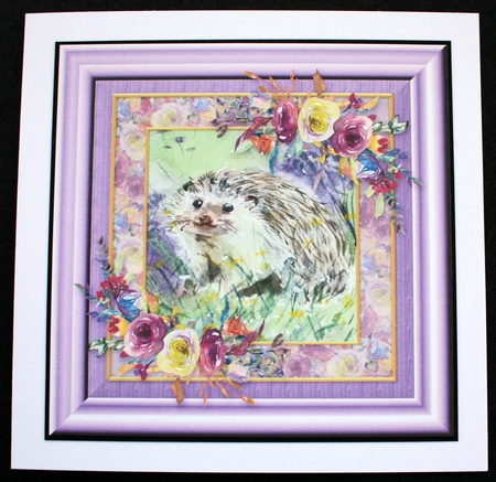3 Lilac hedgehog card front/toppers by Marion Kimberley-Scott