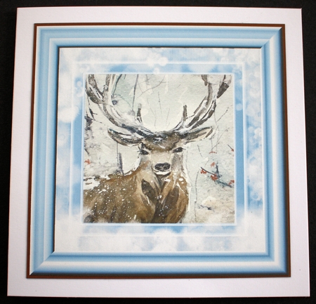 3 Blue frosty stag card front/toppers by Marion Kimberley-Scott