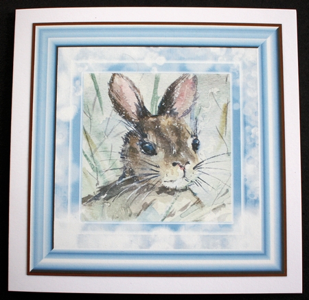 3 Blue frosty rabbit card front/toppers by Marion Kimberley-Scott