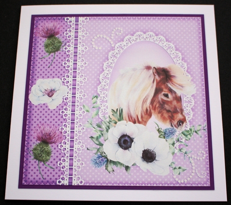 3 Lilac floral pony card front/toppers by Marion Kimberley-Scott