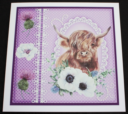 3 Lilac floral cow card front/toppers by Marion Kimberley-Scott