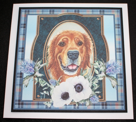 3 Blue tartan Scottish dog card front/toppers 3 by Marion Kimberley-Scott