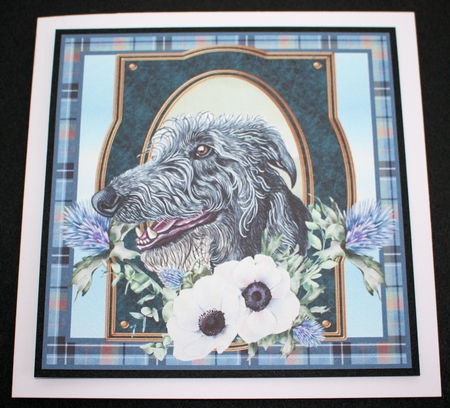 3 Blue tartan Scottish dog card front/toppers 5 by Marion Kimberley-Scott