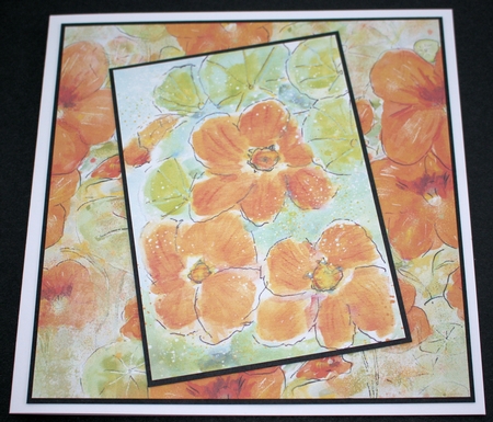 ORANGE NASTURTIUM BACKGROUND: A4 Multi-Directional Floral Patterned Backing Paper  by Marion Kimberley-Scott
