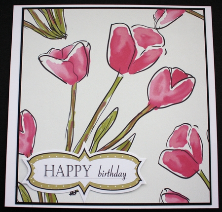 BRIGHT PINK TULIP BACKGROUND: A4 Patterned Backing Paper by Marion Kimberley-Scott