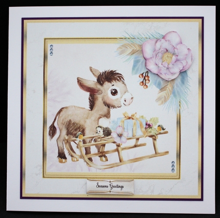 Christmas Donkey Scene Decoupage Card Mini Kit 7x7 by Marion Kimberley-Scott