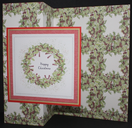 CHRISTMAS HOLLY WREATH: 7x7 Watercolour Card Front With 4 Sentiment Tags by Marion Kimberley-Scott