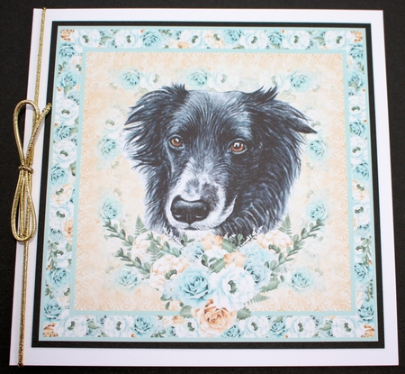 3 Blue and orange rose cute dog card front/toppers 7 by Marion Kimberley-Scott