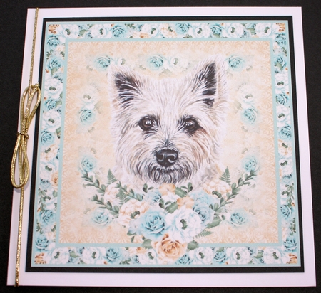 3 Blue and orange rose cute dog card front/toppers 8 by Marion Kimberley-Scott