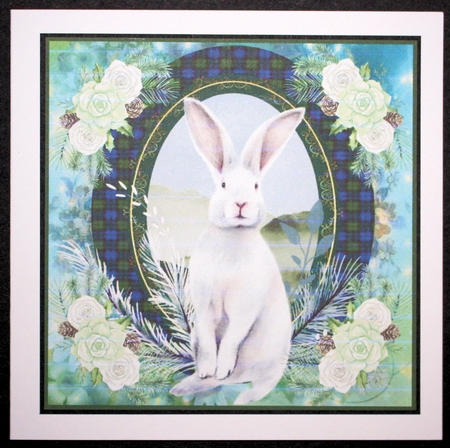 3 Tartan Winter hare card front/toppers  by Marion Kimberley-Scott