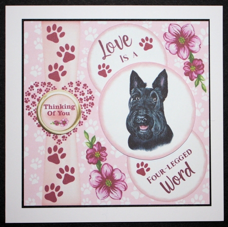 Pink Love is a four legged word card front 1 by Marion Kimberley-Scott