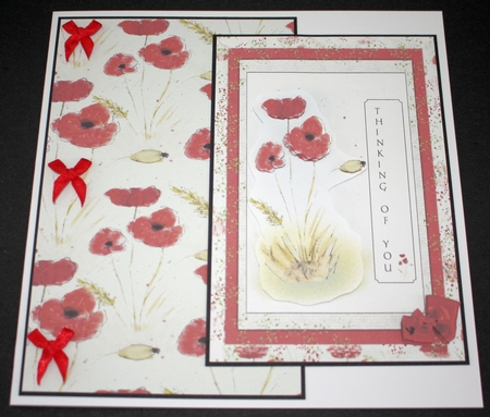 POPPY: Thinking of You 4x6 Card Front With Optional Decoupage and 3 Tags by Marion Kimberley-Scott