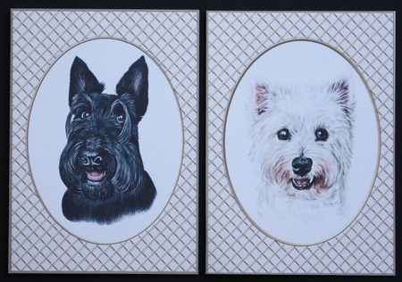 2 Dog portrait notelets 1 by Marion Kimberley-Scott
