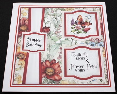 2 Panel red butterfly card front by Marion Kimberley-Scott