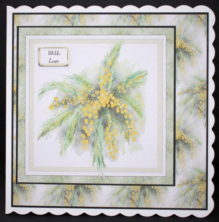 2 MIMOSA FLOWER INSERTS: 7x7 Yellow Watercolour Floral Inserts 1 Blank, 1 with Verse by Marion Kimberley-Scott
