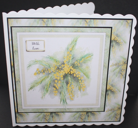 2 MIMOSA FLOWER INSERTS: 7x7 Yellow Watercolour Floral Inserts 1 Blank, 1 with Verse by Marion Kimberley-Scott