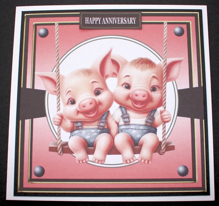 CUTE PIGGY COUPLE ON A SWING by Marion Kimberley-Scott