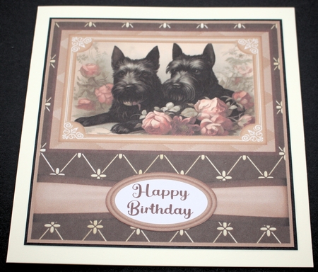 Vintage Scottish Terriers card front 9 by Marion Kimberley-Scott