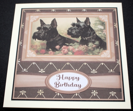 Vintage Scottish Terriers card front 13 by Marion Kimberley-Scott