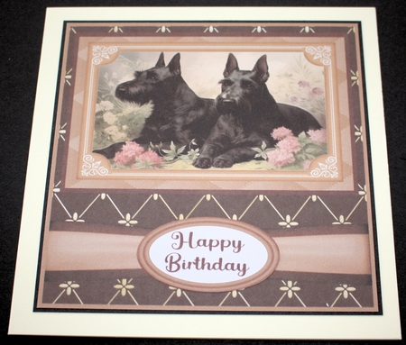 Vintage Scottish Terriers card front 14 by Marion Kimberley-Scott