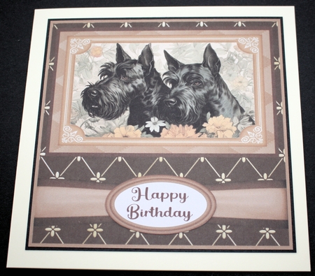 Vintage Scottish Terriers card front 15 by Marion Kimberley-Scott