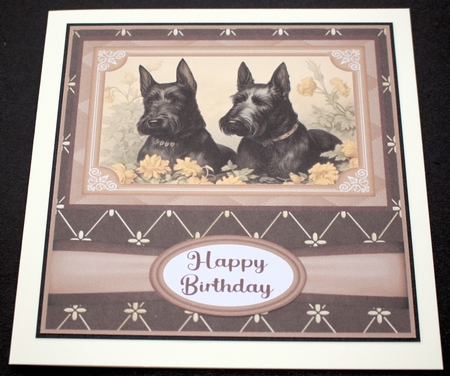 Vintage Scottish Terriers card front 16 by Marion Kimberley-Scott