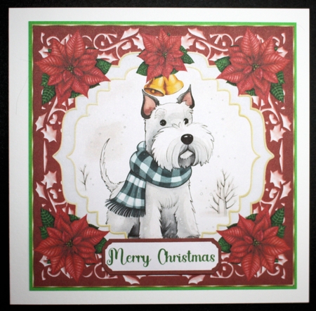 Christmas Scottish Terrier card front 3 by Marion Kimberley-Scott