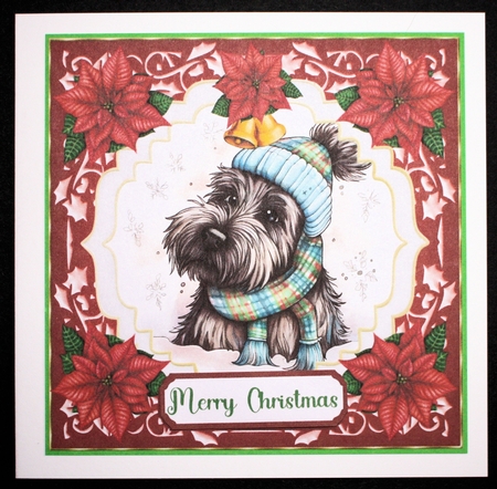 Christmas Scottish Terrier card front 9 by Marion Kimberley-Scott